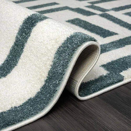 Miniatura 4 de Abani Deco Collection - Alfombra de área, diseño de líneas modernas crema/verde, 6 x 9 pies, fácil de limpiar, duradera para niños y mascotas,