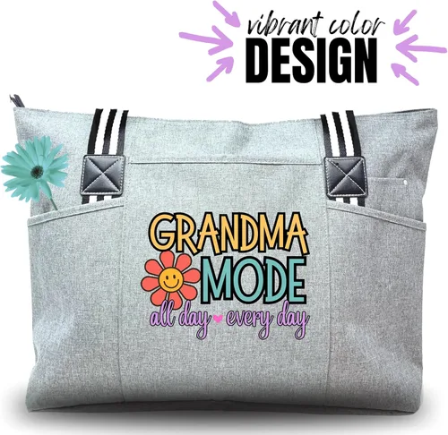 Miniatura 48 de Brooke & Jess Designs Bolso de mano para la abuela – Bolso de lona resistente con cremallera y bolsillo interior para la abuela para uso diario