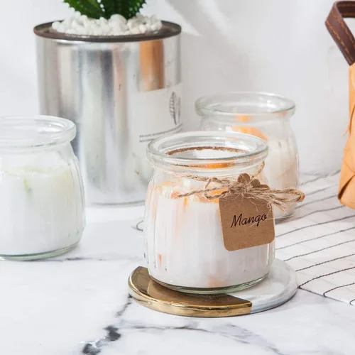 Miniatura 6 de Tarros de vidrio, tarros de yogur de vidrio de 7 onzas con tapas (PE), tarro de pudín de vidrio de repuesto con tapas de plástico, recipiente