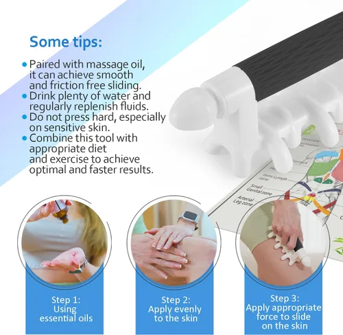 Miniatura 5 de Herramienta de Masaje Fascial Liberador Miofascial para Piel Anti-Celulitis Calmante Drenaje Linfático Punto de Activación Tejido Profundo Cuello
