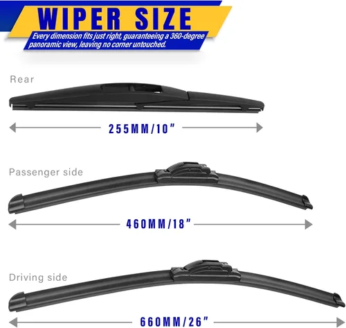 Miniatura 2 de 3 limpiaparabrisas de repuesto para Honda HRV HR-V 2016-2020 2021 2022, escobillas limpiaparabrisas de repuesto de equipo original - 26"/18"/10