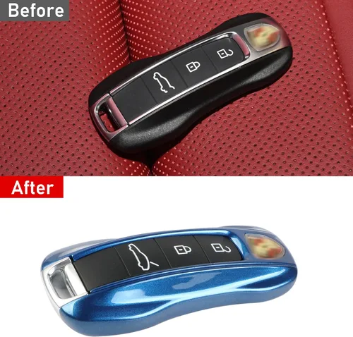 Miniatura 3 de Jaronx 2 fundas para llavero color azul brillante compatibles con Cayenne Panamera 2018-2024/911 Carrera 2020-2024/Taycan 2020-2024, fundas