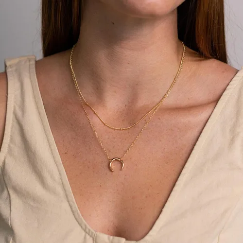 Miniatura 3 de Ava Riley Delicado collar de oro para mujer, gargantilla en capas para mujer, collar largo de plata de oro de 14 quilates