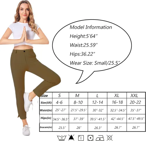 Miniatura 6 de HARTPOR Women's Golf Yoga Pants Stretchy with Belt Loop Slacks for Work Business with 3 Pockets