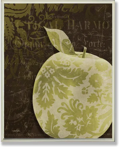 Miniatura 7 de The Stupell Home Decor Collection Damasco Offset Gold Pear Placa de pared para cocina