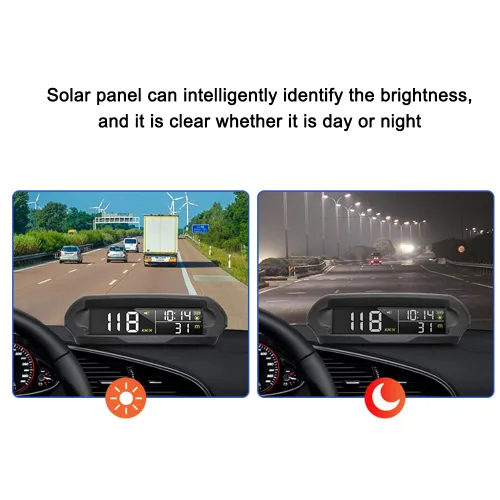 Miniatura 4 de Velocímetro solar digital para coche con pantalla LCD, visualización de cabeza arriba, alarma de exceso de velocidad, pantalla de KMH/MPH