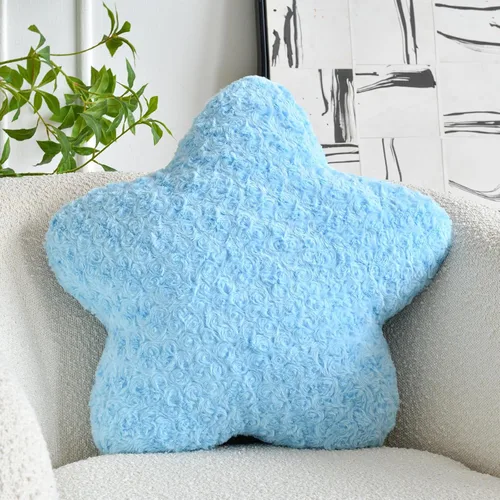 Miniatura 13 de Almohada de estrellas, almohada de felpa en forma de estrella de 14.9 pulgadas para sofá y cama, bonitas almohadas decorativas con piel sintética