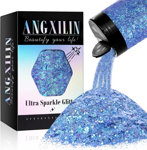 Miniatura 16 de Purpurina artesanal mixta holográfica gruesa y fina, 190g/6.7oz a granel, lentejuelas láser para arte de uñas, cara y cuerpo, para hacer joyas