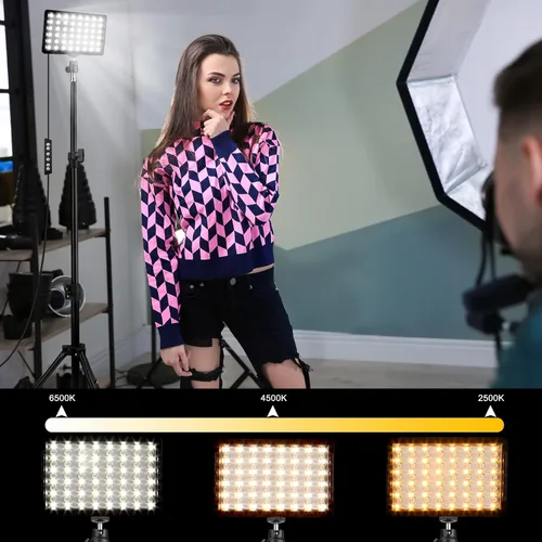 Miniatura 6 de Paquete de 2 luces LED RGB para video con soporte de trípode ajustable/filtros blancos, kit de iluminación de videoconferencia USB regulable de 2500