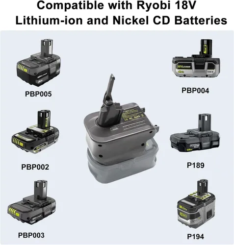 Miniatura 2 de Adaptador de batería de repuesto para batería Dyson, convertir a batería Ryobi de 18 V a Dyson V8 Absoluto, animal, serie de aspiradoras, SV10