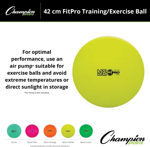 Miniatura 6 de Champion Sports Ejercicio, estabilidad, pelota de equilibrio, 16.5 in, color verde, calidad premium, pelotas medicinales resistentes a los golpes