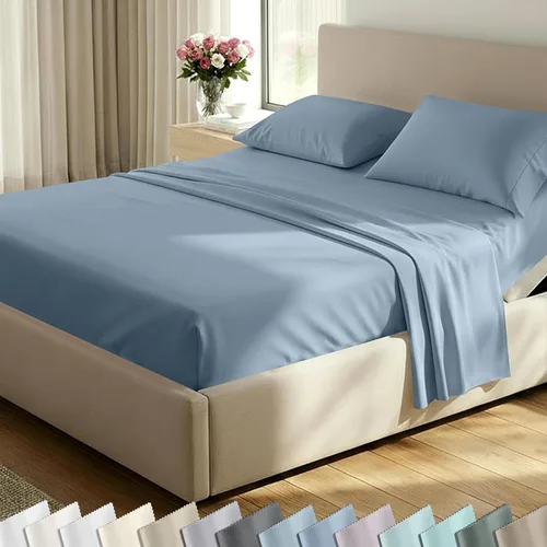 Miniatura 27 de California Design Den Juego de sábanas de lujo tamaño King - 100% algodón, 600 número de hilos, sábanas King de bolsillo profundo, ropa de cama