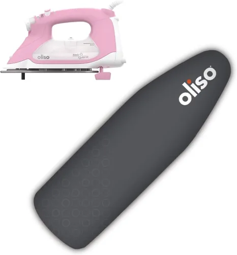 Oliso TG1600 Pro Plus SmartIron de 1800 vatios con elevación automática (rosa) y cubierta de tabla de planchar OLISO, 100% algodón duradero forrado