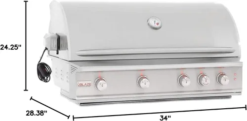 Blaze Professional LUX - Parrilla de gas propano integrada de 34 pulgadas de 3 quemadores | Barbacoa de acero inoxidable al aire libre con quemador