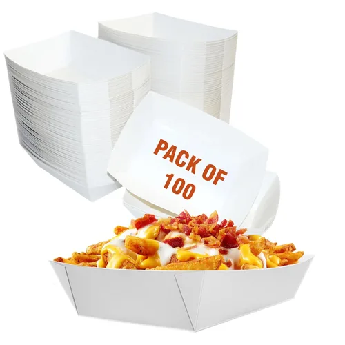 Bandejas de papel blanco de 2 lb - Paquete de 100 unidades