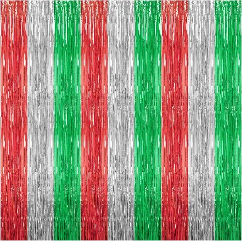 Miniatura 17 de DECOCKRAT Paquete de 3 Telón de Fondo de Flecos de Papel Aluminio - Cortinas de Oropel Negro Brillante para Decoración de Fiestas/Accesorios