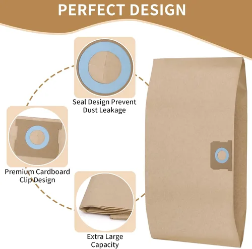 Miniatura 4 de Paquete de 15 bolsas de vacío para aspiradora de 6 a 10 galones Shop Vac DXVA19-4101, bolsas de filtro de repuesto LUNARUBBY para aspiradoras