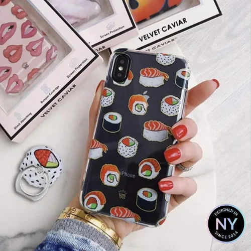 Miniatura 2 de VELVET CAVIAR Compatible con iPhone Xs Max Sushi para mujeres y niñas, bonitas fundas protectoras transparentes para teléfonos