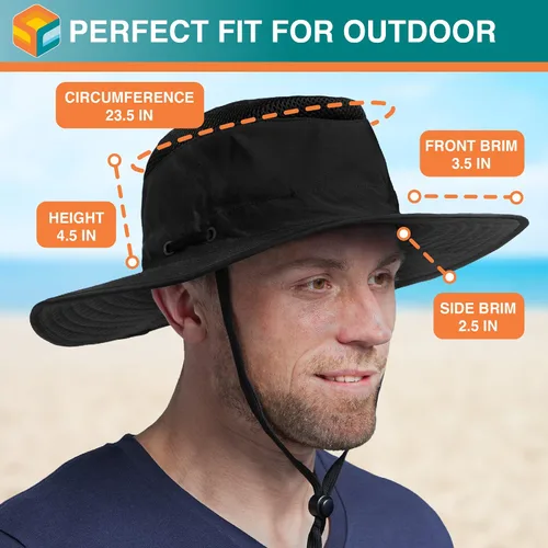 Miniatura 5 de SUN CUBE Sombrero de ala ancha para hombres y mujeres, protección solar UV, sombrero de safari para senderismo