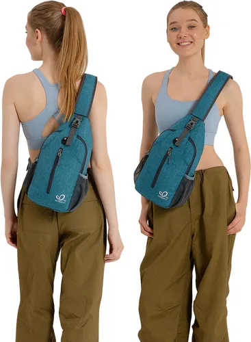 Miniatura 156 de WATERFLY Bolsa pequeña de senderismo: mochila cruzada para el pecho, mochila para hombres y mujeres con correa de hombro agradable a la piel