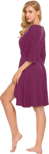 Miniatura 5 de Ekouaer Vestido de maternidad 3 en 1 para maternidad, trabajo de parto y lactancia, camisón de enfermería, ropa de dormir para lactancia, tallas S a