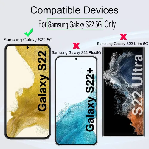 Miniatura 2 de Ibywind Protector de pantalla para SamSung Galaxy S22 5G, 2 unidades, vidrio templado de dureza 9H y protector de lente de cámara, con marco
