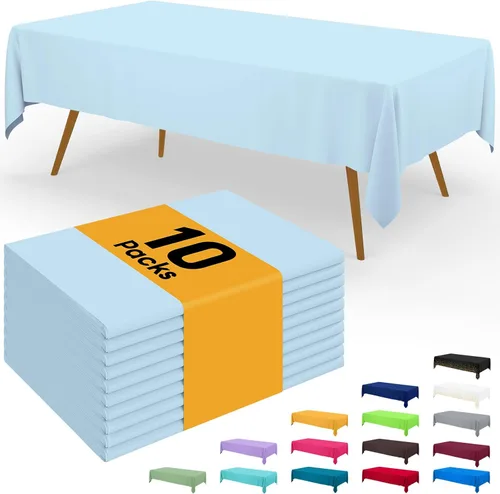Miniatura 59 de Smiry - Juego de 6 manteles desechables, 54 x 78 pulgadas, manteles impermeables rectangulares para fiestas, cubierta de mesa de plástico