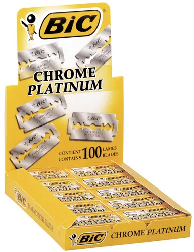 BIC Cuchillas individuales desechables de doble filo cromado platino (paquete de 100)