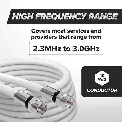 Miniatura 6 de THE CIMPLE CO Cable coaxial RG6 de 35 pies, color blanco, cable coaxial de cobre sólido con conectores, F81/RF, coaxial digital para audio/video, TV