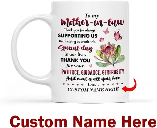 Miniatura 2 de Taza personalizada con nombre personalizado para el día de la madre, regalo para suegra y madre, cerámica con nombre personalizado de 11 15 onzas