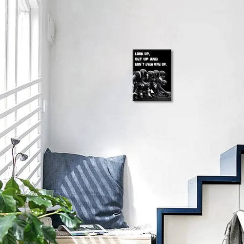 Miniatura 7 de Arte inspirador de pared con texto en inglés «Look Up and Dont Ever Give Up», decoración de fútbol para habitación de niños, fotos de afirmaciones