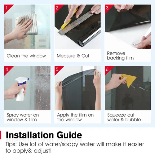 Miniatura 8 de Haton Película de privacidad unidireccional para ventana, tintado de ventana para el hogar, bloqueo UV solar, control de calor, película reflectante