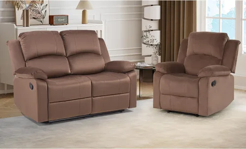 Miniatura 12 de CANMOV Juego de sillas reclinables manuales de 2, sofá individual de tela suave y tapizado para sala de estar y dormitorio, mecanismo reclinable