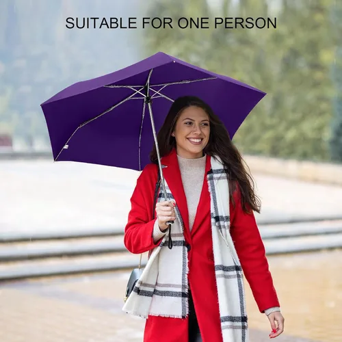 Miniatura 122 de LEAGERA Paraguas de viaje compacto para bolso, mango plano, impermeable para lluvia ligera