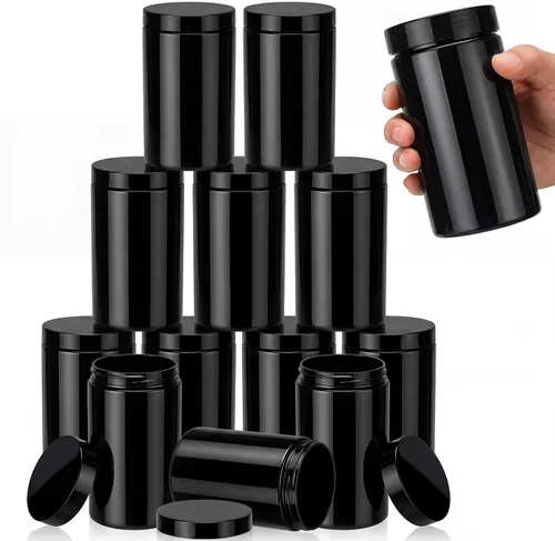 Miniatura 67 de SATINIOR Paquete de 12 frascos de plástico con tapas, frascos redondos para cosméticos de viaje, para artículos de tocador, loción, crema