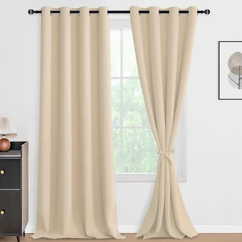 Miniatura 90 de DWCN Cortinas 100% opacas de 84 pulgadas de largo para dormitorio con forro negro, paneles de cortina de ventana de doble capa con aislamiento Azul