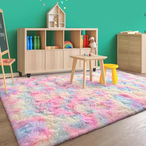 Miniatura 139 de FlyDOIT Alfombras Grandes para Sala de Estar, 5x8 Pies Alfombra Shaggy Teñida con Tie-Dye Gris Oscuro, Alfombras Mullidas Tipo Manta, Alfombras