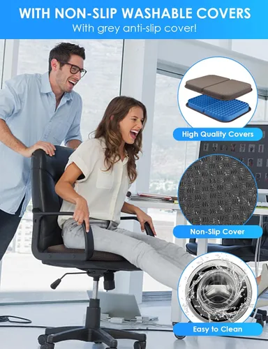 Miniatura 8 de WISIMMALL Cojín de asiento de gel portátil para masaje de viaje, 14.5 x 10.5 pulgadas de grosor, plegable para silla de oficina, silla de ruedas