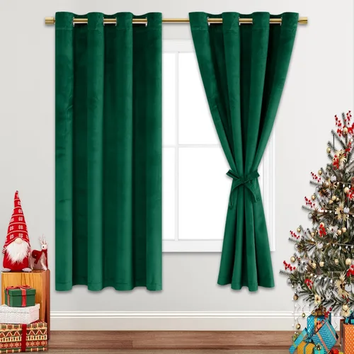 Miniatura 146 de JIUZHEN - Cortinas de terciopelo gris de 63 pulgadas opacas para sala de estar - Cortinas gruesas de terciopelo con ojales para ventana