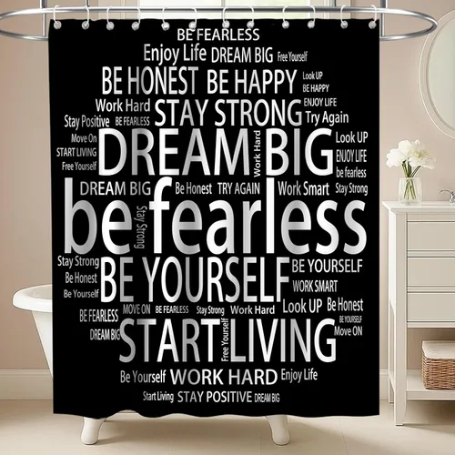 Cortinas de ducha para niños, con texto en inglés «Believe Quotes Be Fearless Dream Big Be Yourself», tela inspiradora, juego de decoración de baño