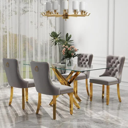 Miniatura 24 de Juego de comedor de 3 piezas con superficie de vidrio transparente, juego de comedor cuadrado minimalista moderno de 36'', juego de mesa de cocina