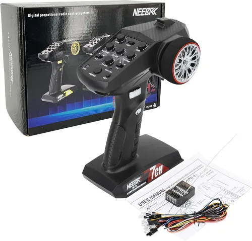 Miniatura 7 de Transmisor RC de 7 canales con receptor, sistema de control de luz integrado y juego de 12 luces LED, control remoto de radio de 2.4 GHz para auto a