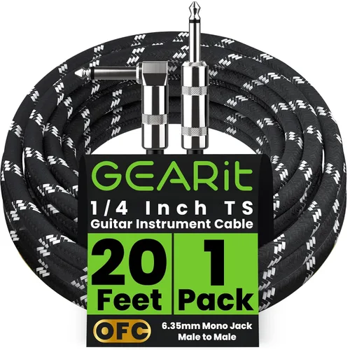 Miniatura 15 de GEARit Cable de instrumento de audio (10 pies) en ángulo recto a recto de 1/4 de pulgada macho a macho para cable AMP, base y guitarra eléctrica