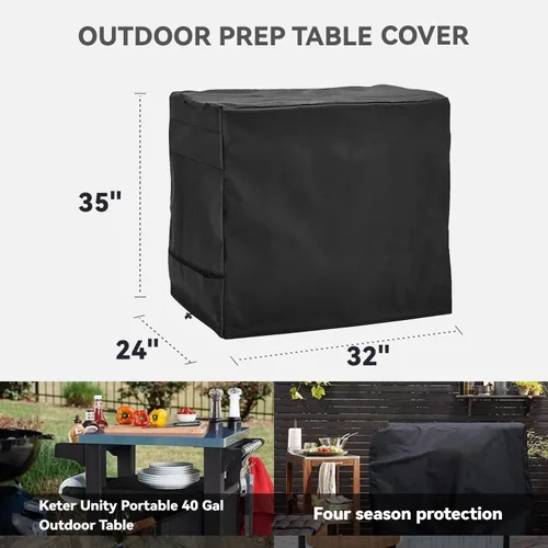 Miniatura 2 de Funda de mesa de preparación para exteriores, resistente, impermeable, para mesa portátil mediana Keter Unity, compatible con carrito de servicio