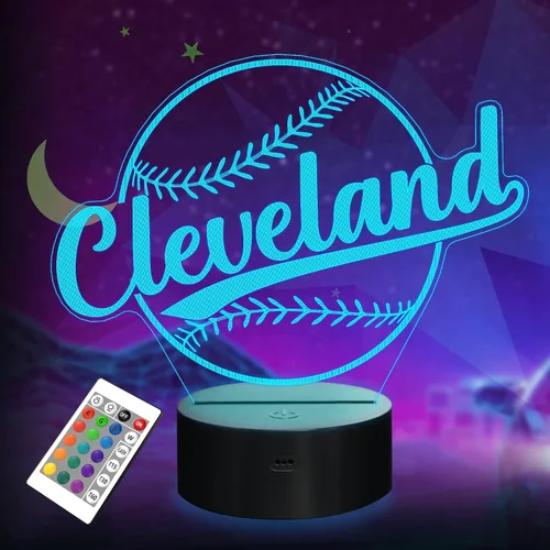 Miniatura 10 de Regalos de béisbol, luz nocturna de béisbol, lámpara de ilusión 3D para regalo de niños con 16 colores cambiantes, control remoto, iluminación