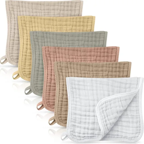 Miniatura 9 de Irenare - Gasas, pañales o toallitas faciales para bebés grandes de muselina, multicolor; con 6 capas absorbentes; 6 unidades, de 20 x 10 pulgadas.