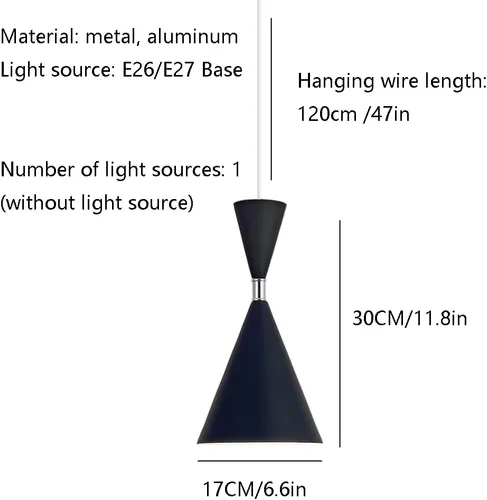 Miniatura 2 de Lámpara colgante moderna con forma de reloj de arena, lámpara colgante de pantalla de metal negro, lámpara industrial única para bar, entrada
