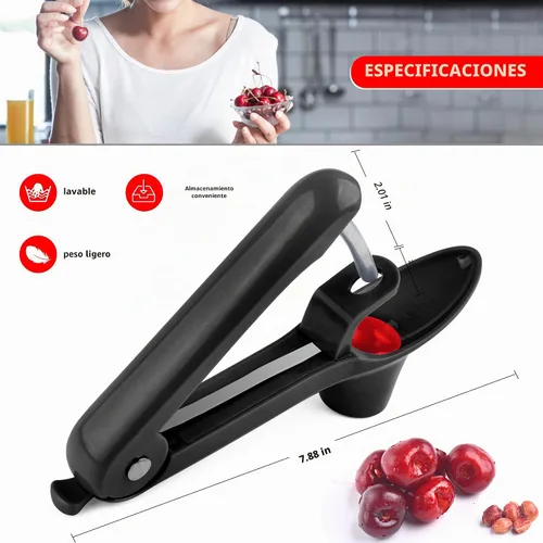 Miniatura 3 de Cherry Pitter, Brighoot - Herramienta de acero inoxidable para descorazonador de cerezas con diseño de cerradura para hacer mermelada de cereza