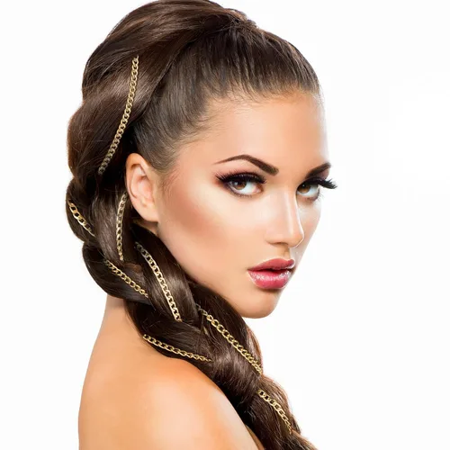 Miniatura 5 de PAGOW 6 cadenas para el cabello de oro punk con borlas para mujeres y niñas, accesorios de cabeza de cola de caballo con clips para discoteca