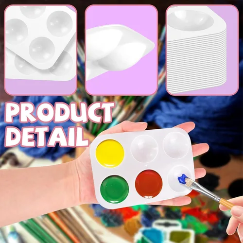 Miniatura 3 de 30 paletas de acuarela de plástico blanco, 6 paletas de pintura rectangulares, paletas de bandeja de pintura, bandejas de pintura para niños